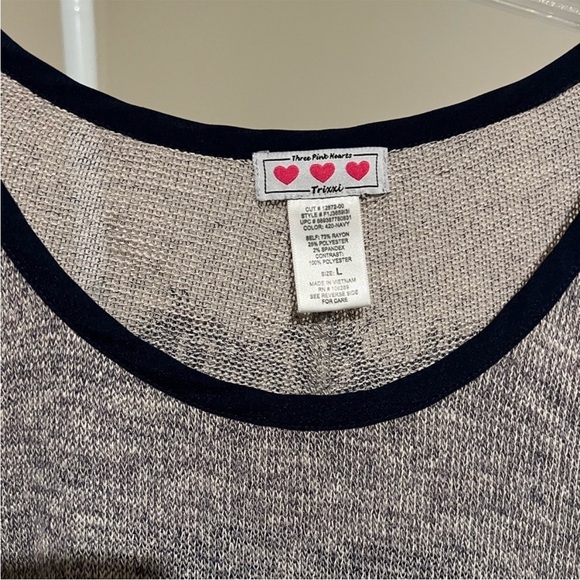 THREE PINK HEARTS Trixxi Grey and Navy long
sleeve sweater with Lace detail - Picture 2 of 5